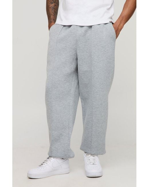 Boohoo Gray Oversized Fit Bonded Scuba Cuffed Joggers