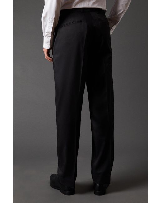 BoohooMAN Black Twill Stretch Tailored Fit Smart Trousers for men