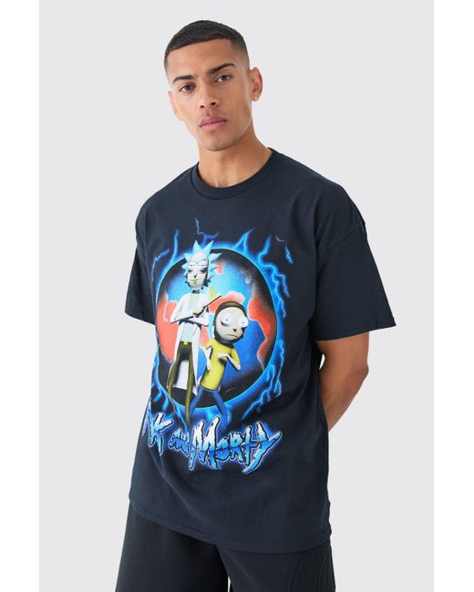 BoohooMAN Blue Oversized Rick And Morty License T-shirt for men