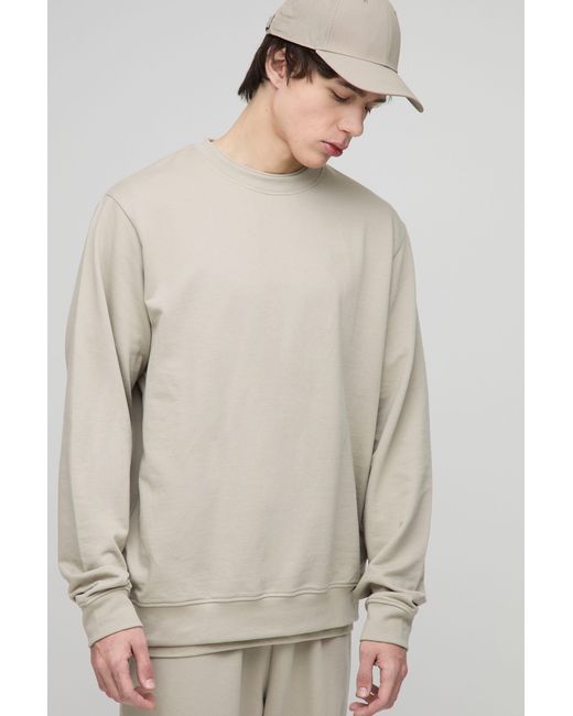 BoohooMAN Natural Tall Lightweight Loopback Regular Fit Basic Sweat for men