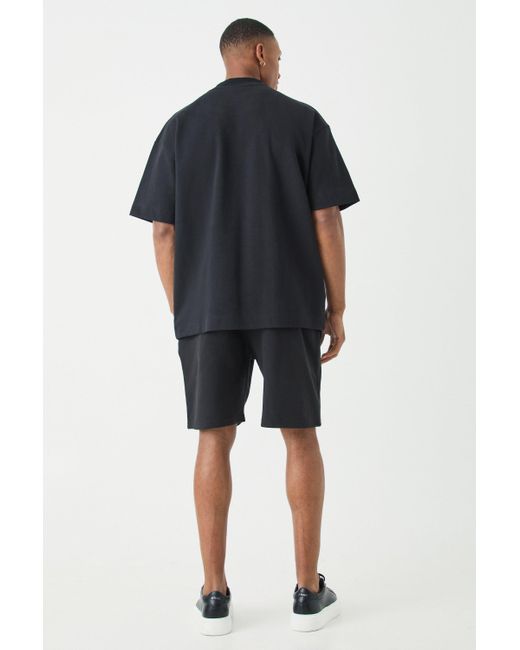 BoohooMAN Black Man Oversized Extended Neck Heavy Interlock T-shirt for men