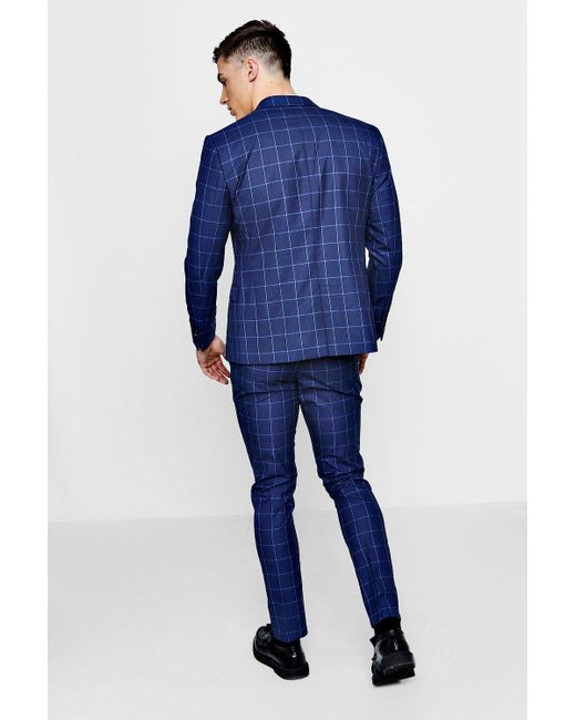 skinny fit windowpane check blazer
