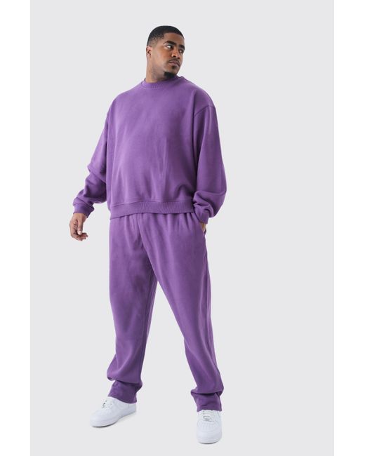 BoohooMAN Plus Oversized Boxy Sweatshirt Tracksuit in Purple für Herren