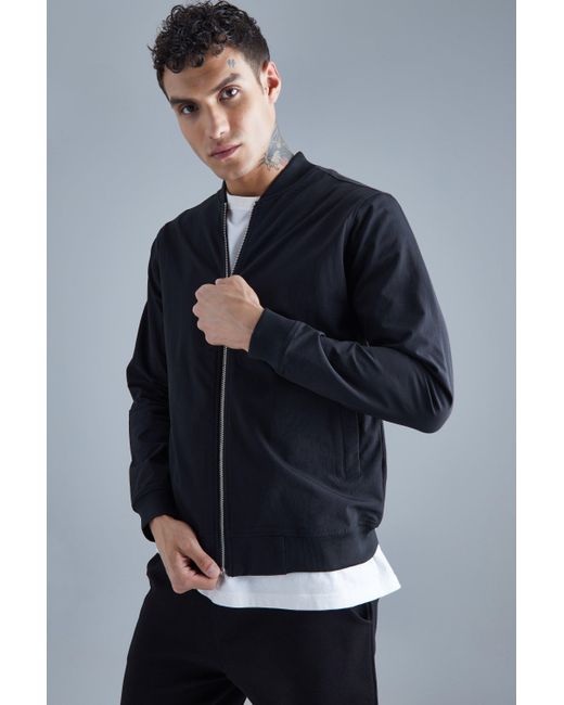 BoohooMAN Blue Technical Stretch Smart Bomber for men