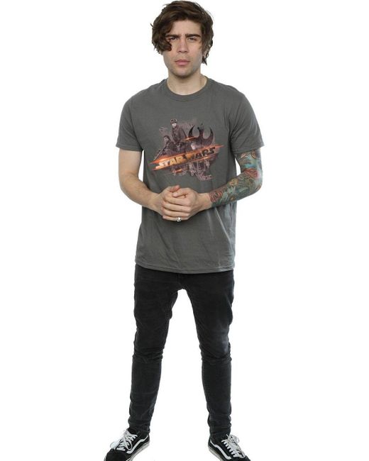 BoohooMAN Gray Star Wars Rogue One Rebel Team T-shirt for men