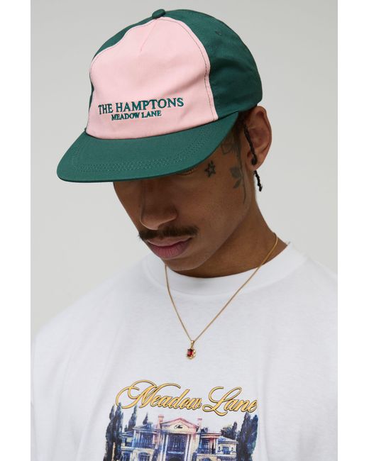 BoohooMAN Pink Hamptons Embroidered Cap for men