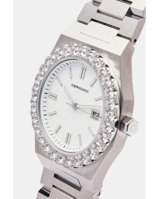 BoohooMAN Gray Cernucci Cernucci Iced Bezel Watch for men