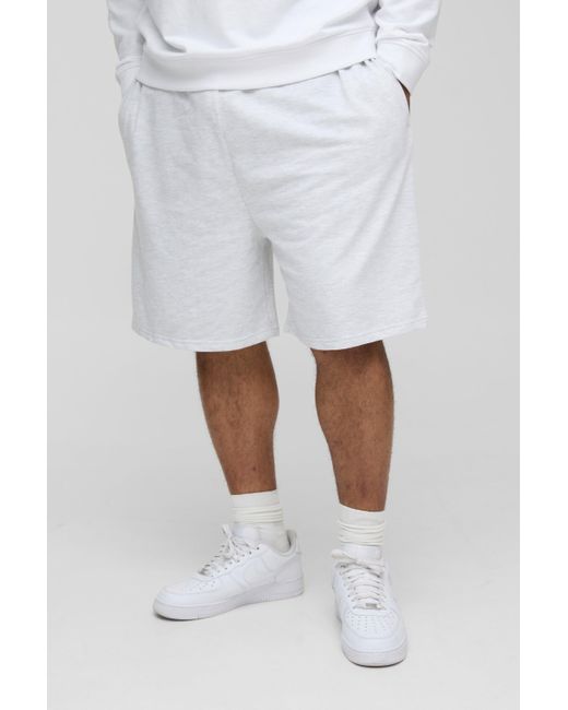 BoohooMAN White Plus 260Gsm Loopback Oversized Drop Crotch Basic Shorts for men