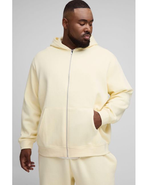 BoohooMAN Natural Plus Basic Oversized Zip Through Hoodie for men