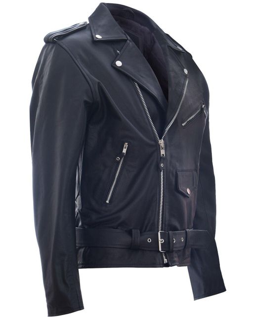 BoohooMAN Black Infinity Leather Cow-hide Brando Jacket -venice for men