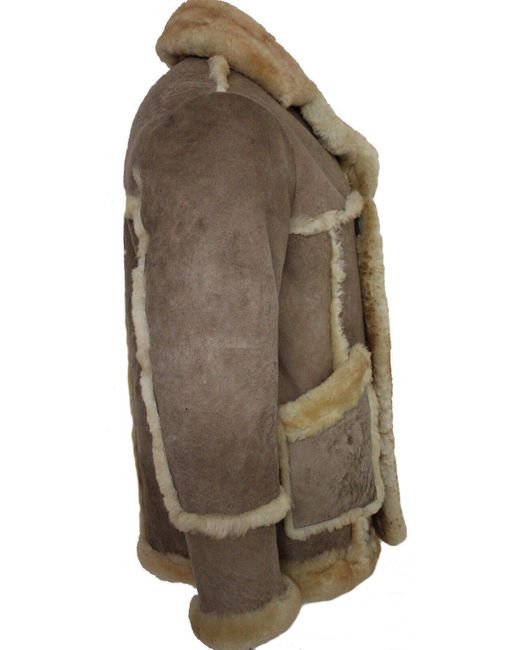 BoohooMAN Brown Infinity Leather Mens Designer Winter Sheepskin Fur Coat-zaragoza for men
