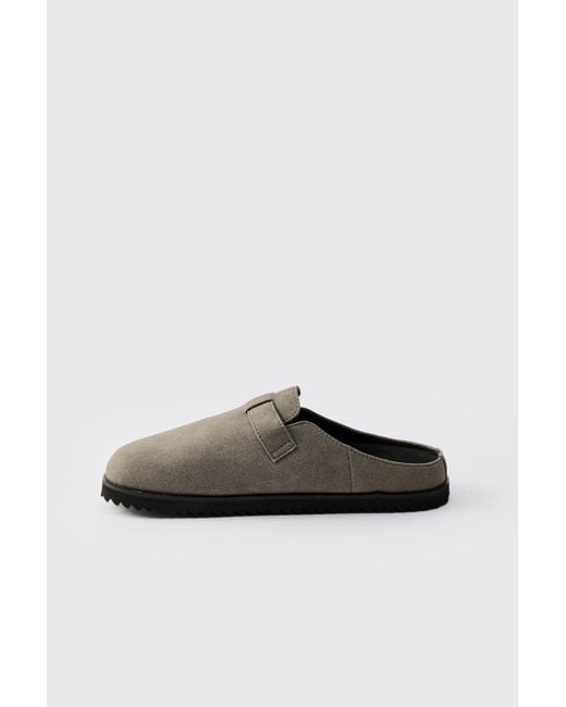 BoohooMAN Gray Skater Sole Buckle Detail Mule for men