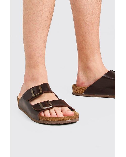 leather double buckle sandals