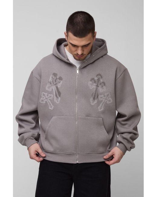 Sudadera Tall Oversize Recta Con Capucha Boohoo de color Gray