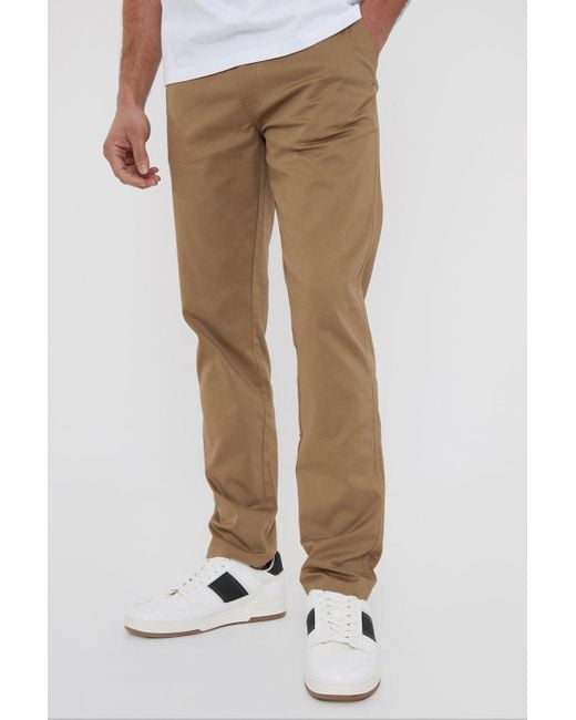 BoohooMAN Brown Threadbare 'laurito' Cotton Regular Fit Chino Trousers With Stretch for men