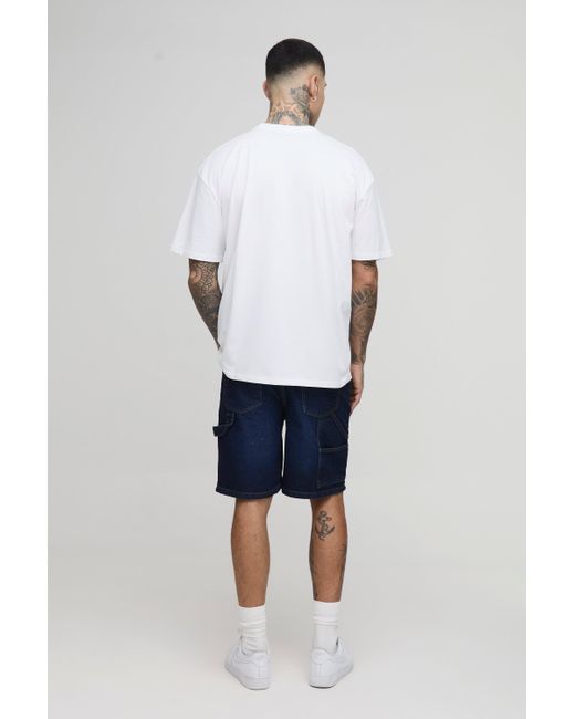 BoohooMAN Blue Tall Oversized Palm Tree Landscape Print T-Shirt for men