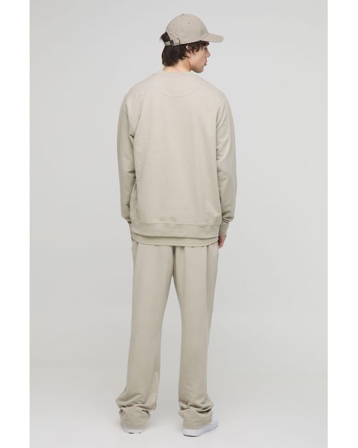 BoohooMAN Natural Tall Lightweight Loopback Regular Fit Basic Sweat for men