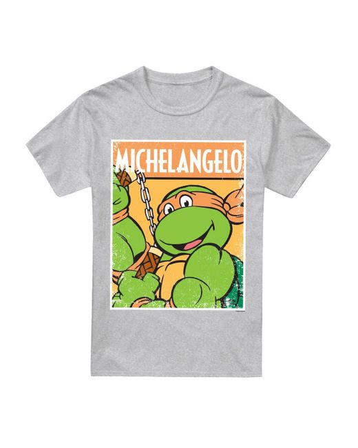 BoohooMAN Green Teenage Mutant Ninja Turtles Tmnt Tmnt Mikey T Shirt, Athletic Heather for men