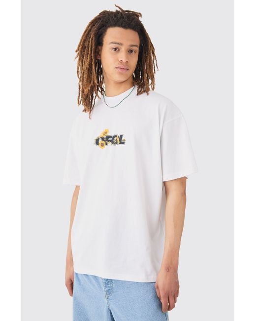 BoohooMAN White Oversized Ofcl Heavy Print T-shirt for men