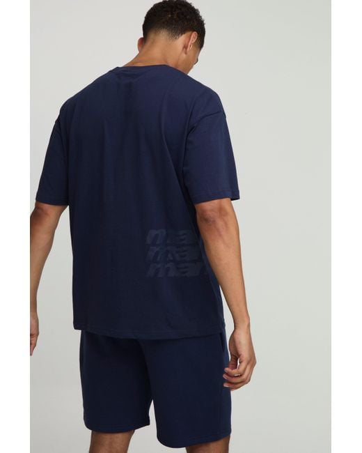 Conjunto Man Oversize De Pantalón Corto Y Camiseta BoohooMAN de color Blue