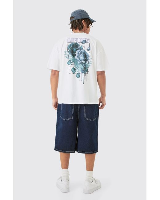 BoohooMAN White Oversized Limited Edition Floral T-shirt for men