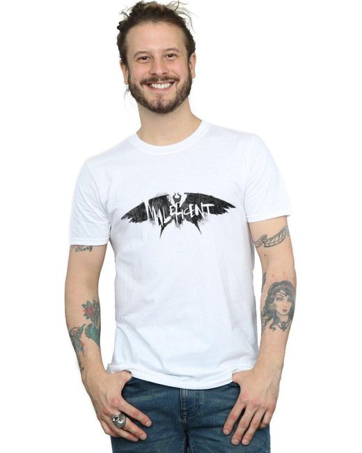BoohooMAN White Disney Maleficent Mistress Of Evil Wings Silhouette T-shirt for men
