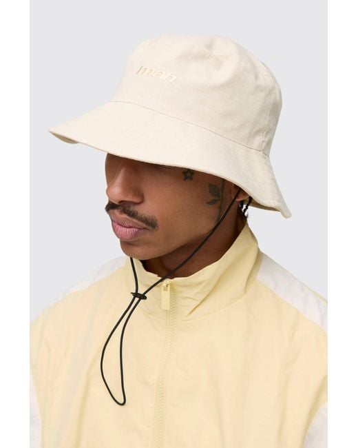 BoohooMAN Natural Nylon Boonie Bucket Hat for men