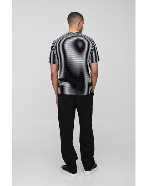 Boohoo Black Regular Fit Stripe T-Shirt