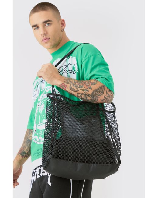 BoohooMAN Green Mesh Shopper Tote for men