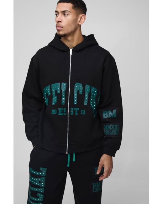 Chándal Oversize Official Con Apliques Y Filo Sin Acabar Boohoo de color Blue