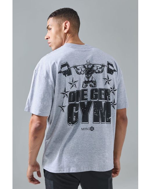 BoohooMAN Gray Man Active X Og Gym Oversized Xxl Back Print T-shirt for men