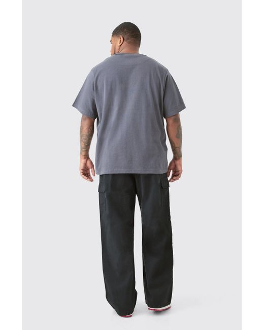 Boohoo Black Plus Elasticated Waist Relaxed Fit Cargo Pants