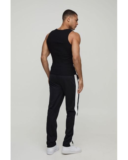 BoohooMAN Black 2 Pack Muscle Fit Basic Vests for men