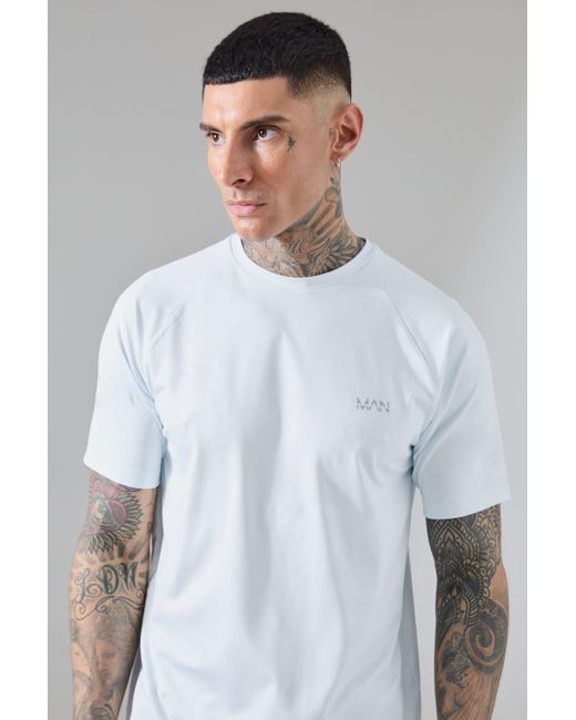 BoohooMAN Tall Man Active Camo Raglan Performance T-shirt in White für Herren