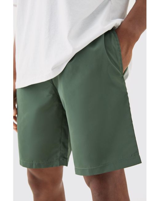 BoohooMAN Green Elastic Waist Comfort Nylon Shorts for men