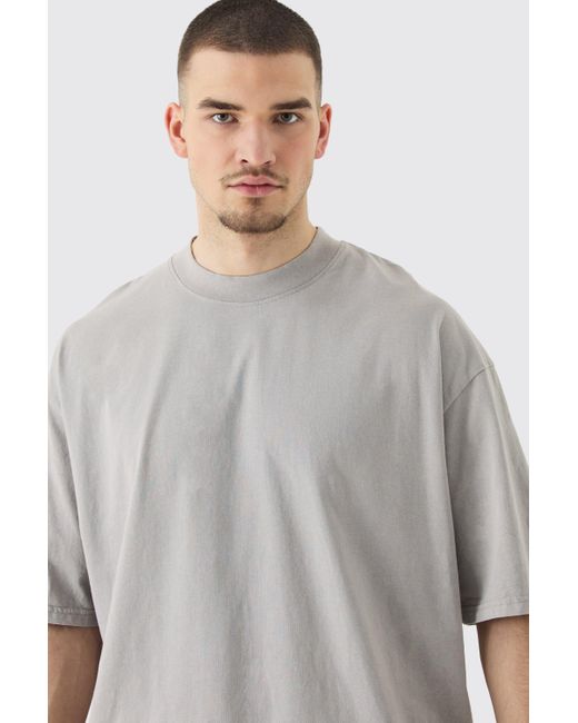 BoohooMAN Tall Oversized Acid Wash T-shirt in Gray für Herren