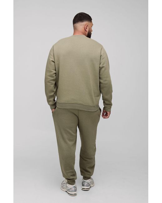 BoohooMAN Green Plus Basic Regular Fit Crew Neck Sweatshirt for men