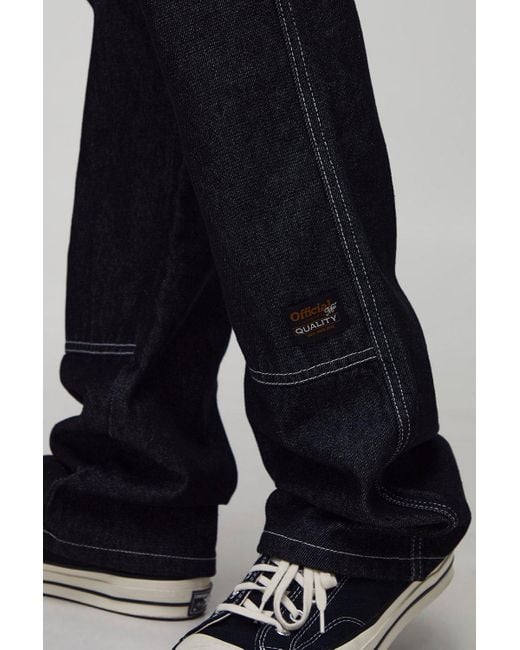BoohooMAN Slim-Fit Schlagjeans mit Kontrast-Naht in Black für Herren