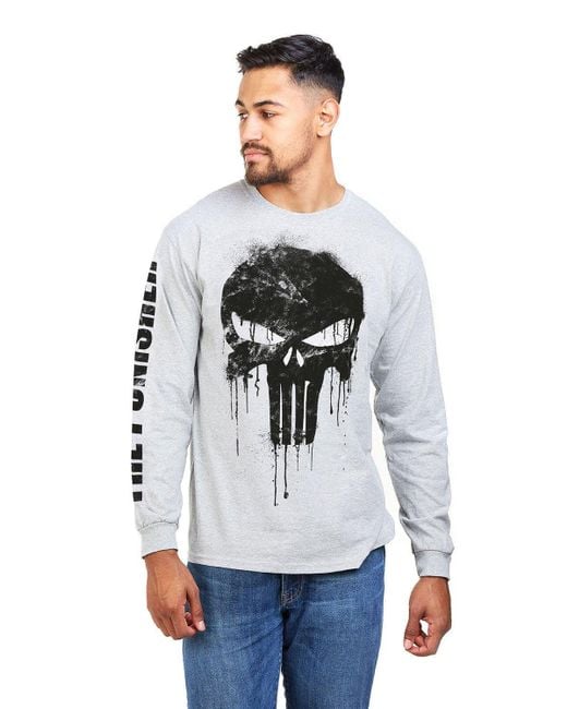 BoohooMAN White Marvel Punisher Skull Cotton T-shirt for men