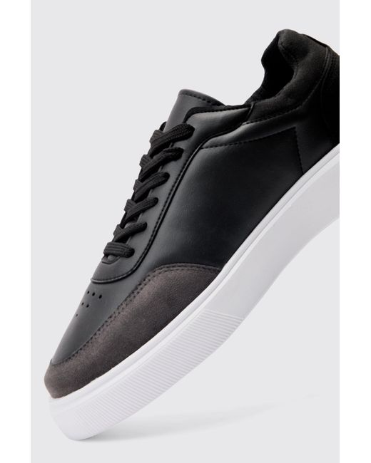 BoohooMAN Chunky Sole Trainer With Contrast Upper In Black for men