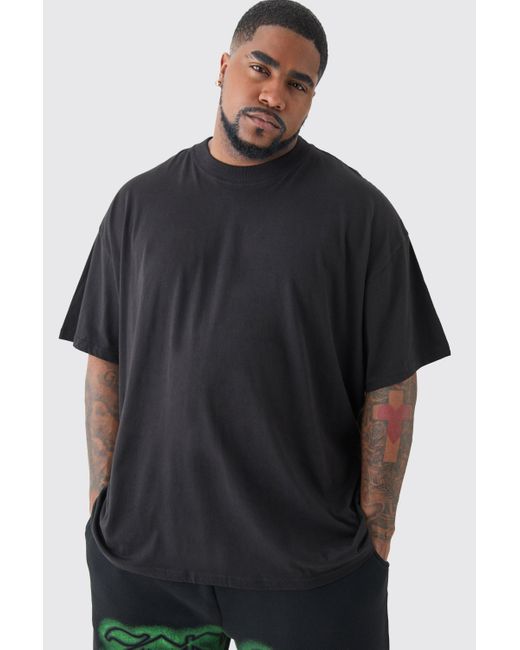 BoohooMAN Plus Oversized World Tour Puff Print T-shirt In Black in Gray für Herren