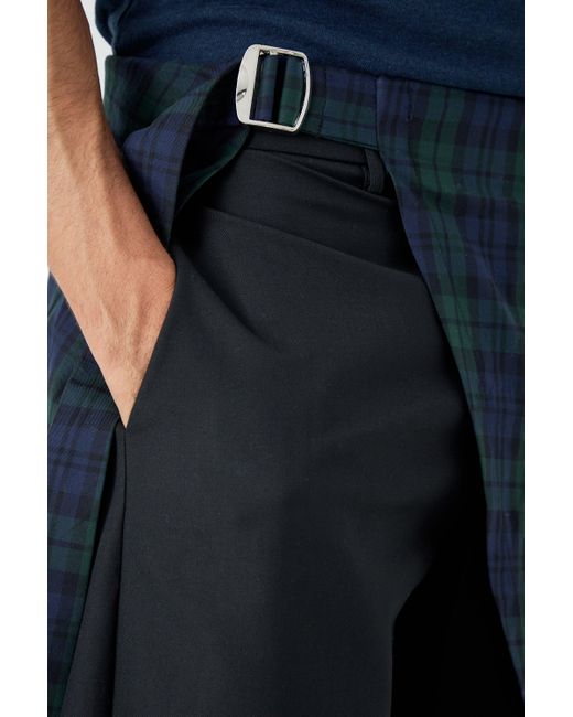 BoohooMAN Black Plaid Skirt Tailored Trousers for men
