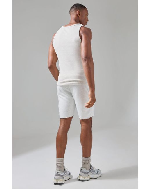 BoohooMAN White Active Gym Muscle Fit Ribbed Tank for men