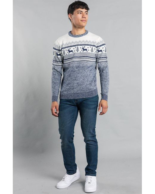 BoohooMAN Gray Tokyo Laundry Festive Colour Block Jacquard Knit Jumper for men