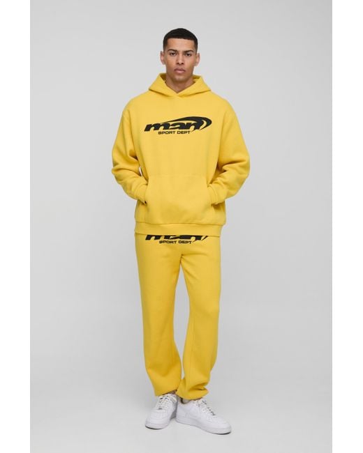 BoohooMAN Yellow Oversized Hooded Tracksuit for men