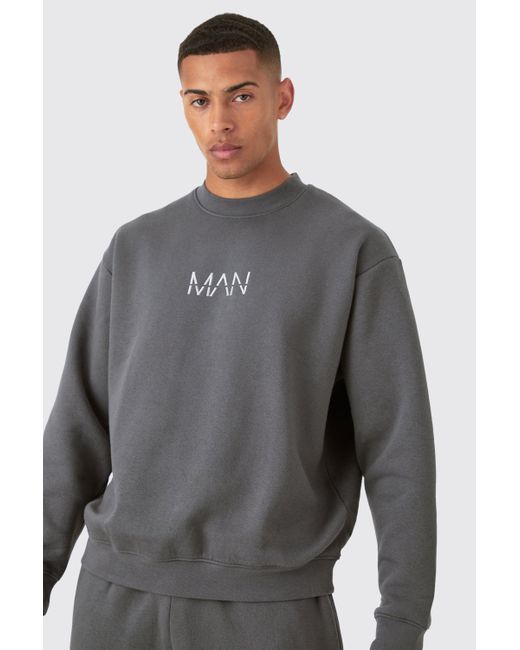BoohooMAN Gray Original Oversized Sweatshirt Tracksuit for men