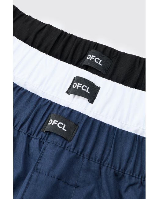 BoohooMAN Blue 3 Pack Ofcl Woven Boxer Shorts for men