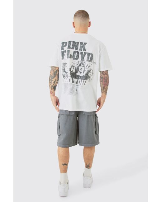 Boohoo White Oversized Pink Floyd Band License Back Print T-shirt
