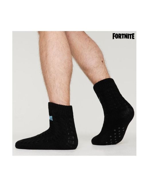 BoohooMAN Black Fortnite Fluffy Slipper Socks for men