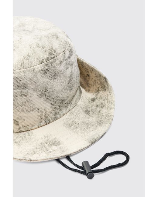BoohooMAN Gray Printed Tie Dye Boonie Hat In Grey for men
